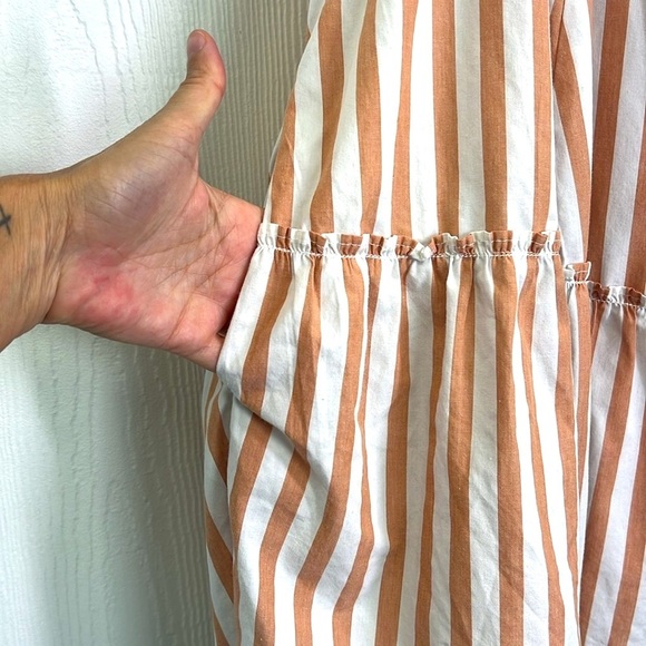 Abercrombie & Fitch - Stripe Ruffle Lined Spaghetti Strap Trapeze Mini Dress LG - Picture 4 of 12